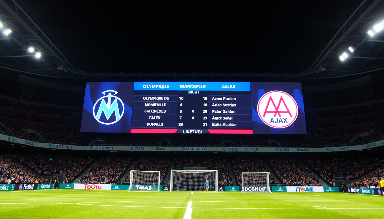 Olympique de Marseille – Ajax Opstellingen – Uitslag en Spelers